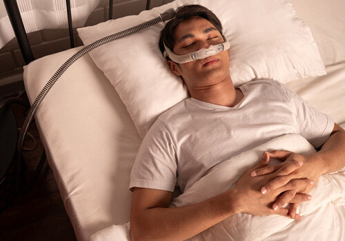 man wearing a CPAP mask